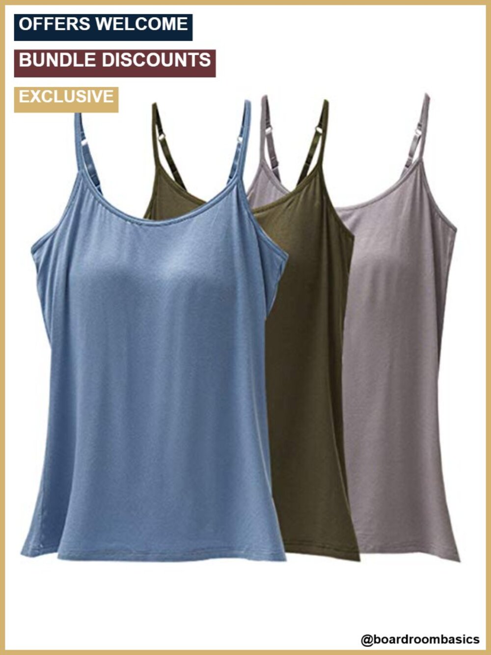 Women's Cami Built-in Shelf Bra Adjustable Strap Sleeveless Tank Top